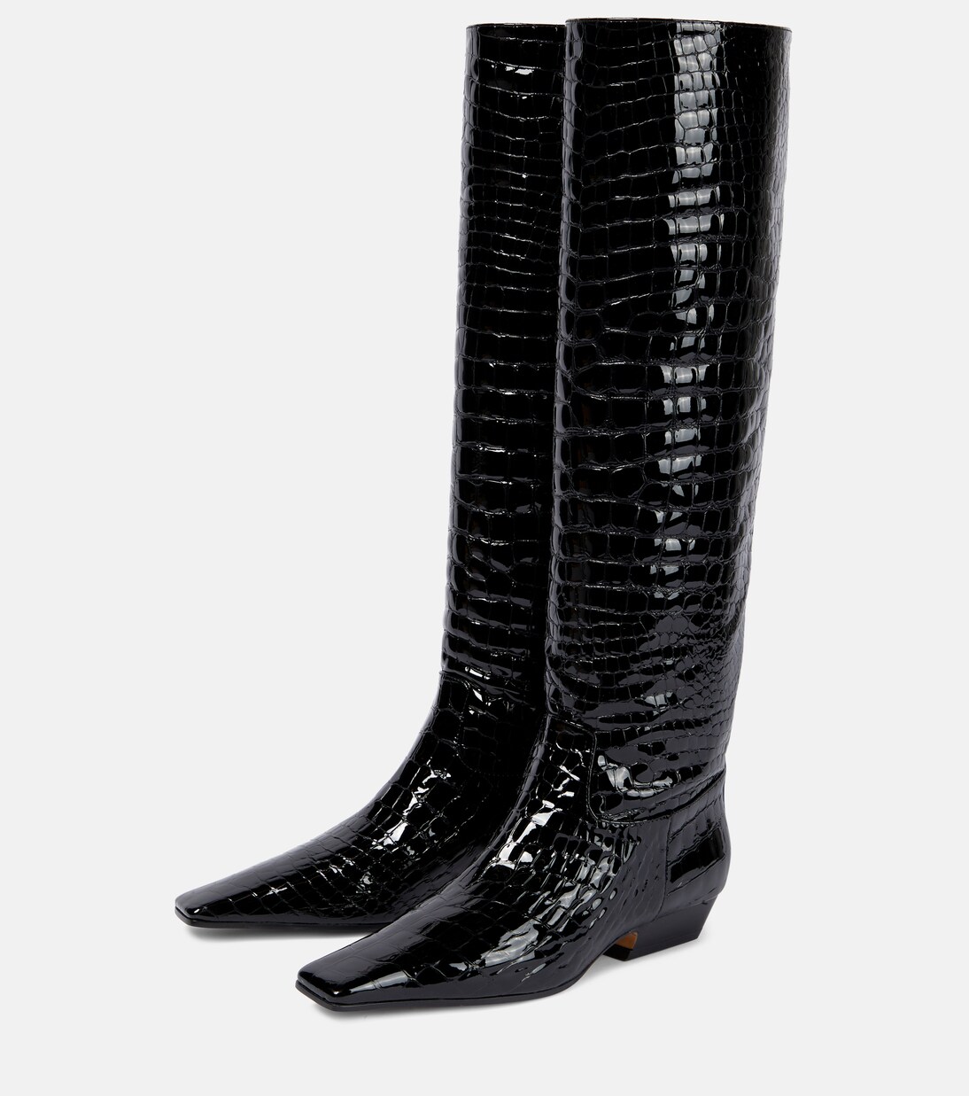 Croc-effect patent leather knee-high boots | Khaite