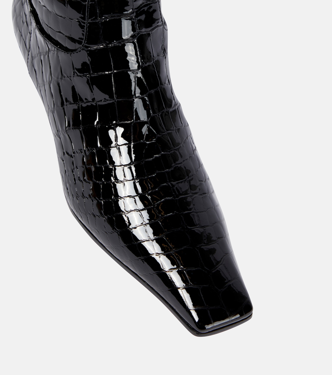 Croc effect patent leather knee high boots in black Khaite Mytheresa