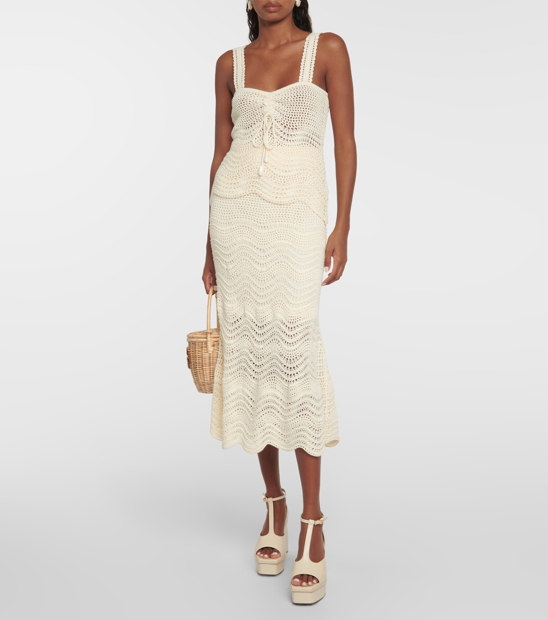 Falda midi Devi en croché de algodón | Zimmermann