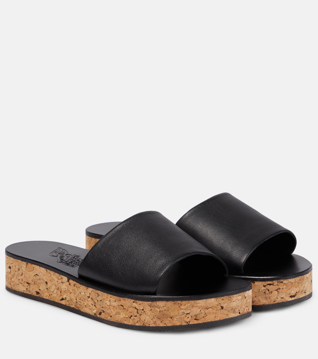 Taygete cork and leather platform slides | Ancient Greek Sandals