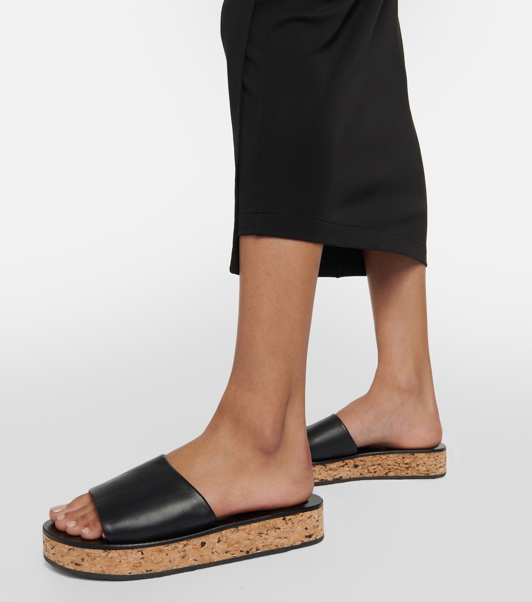 Taygete cork and leather platform slides | Ancient Greek Sandals