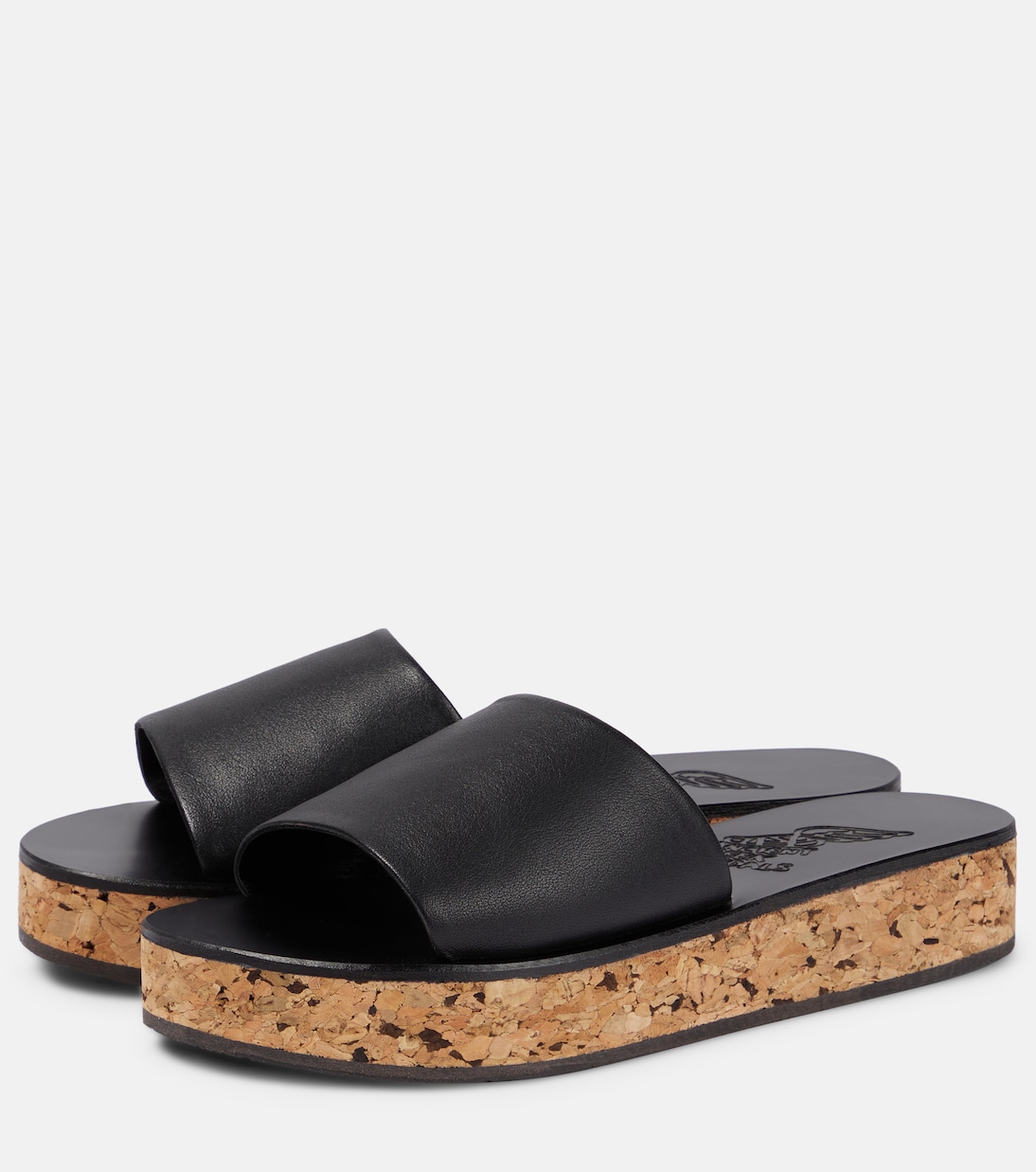 Taygete cork and leather platform slides | Ancient Greek Sandals