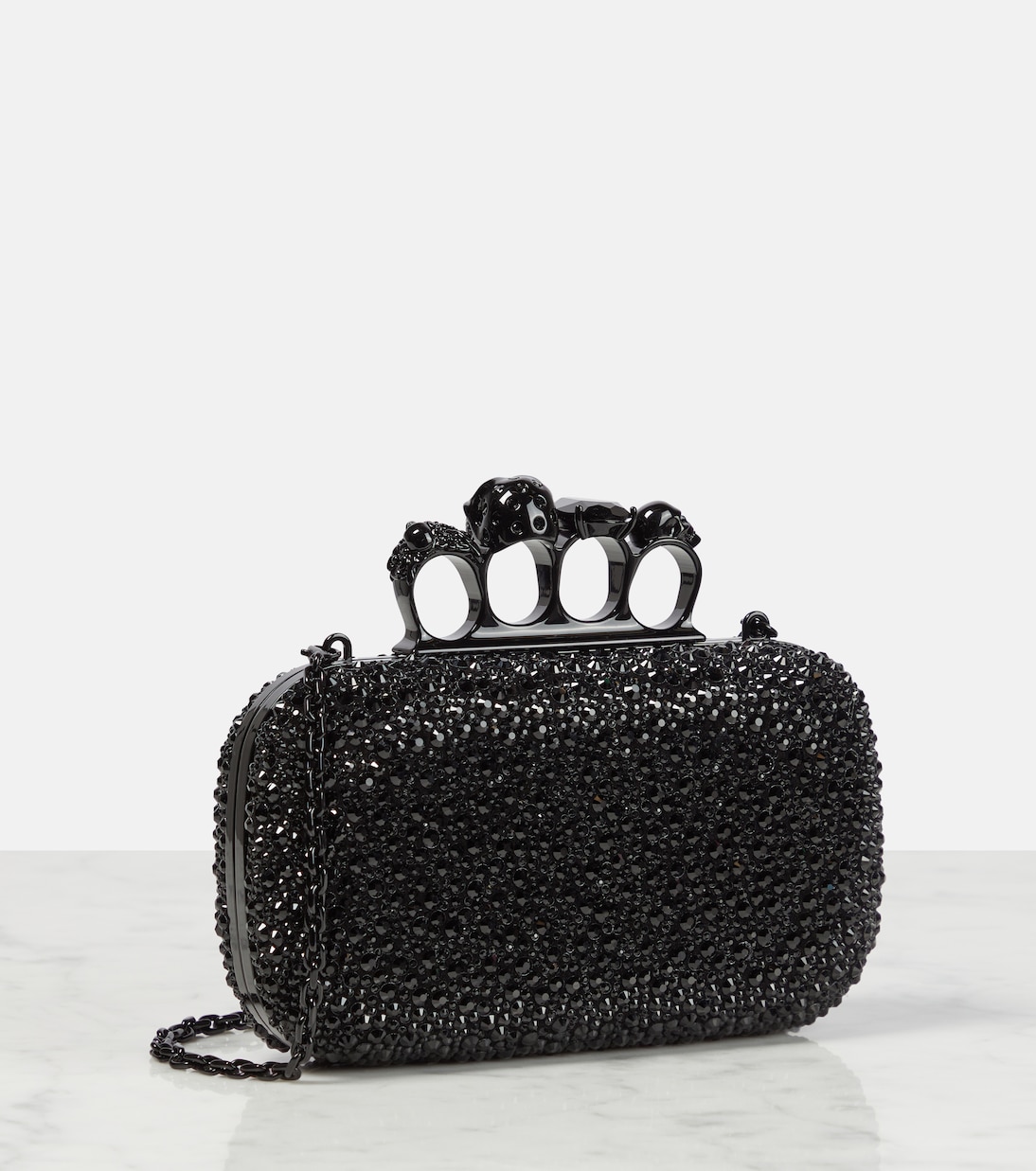 Clutch Knuckle in pelle con cristalli | McQueen