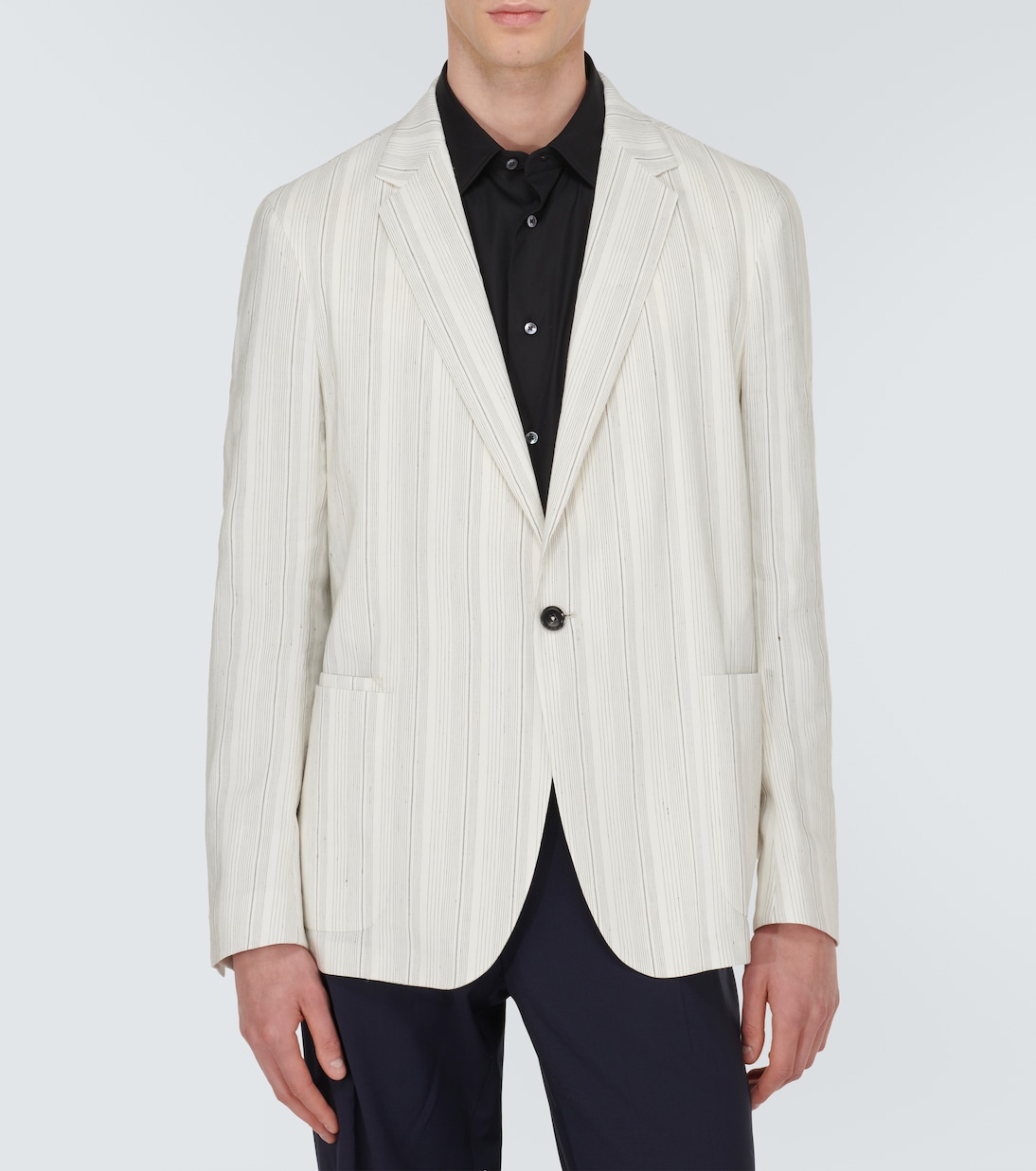 Chalk stripe linen-blend blazer | Zegna