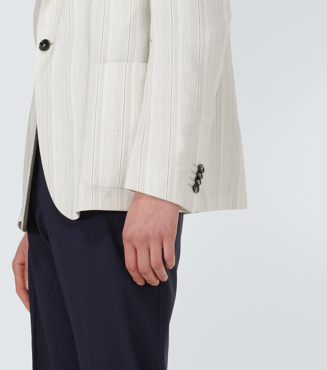 Chalk stripe linen-blend blazer | Zegna