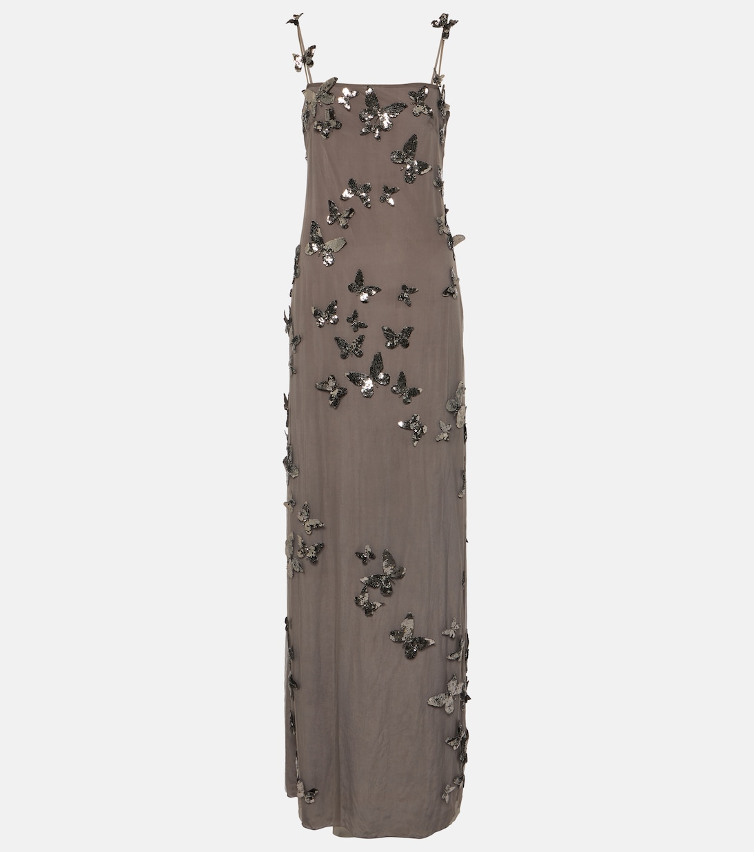 Butterfly-appliqué tulle maxi dress | Blumarine
