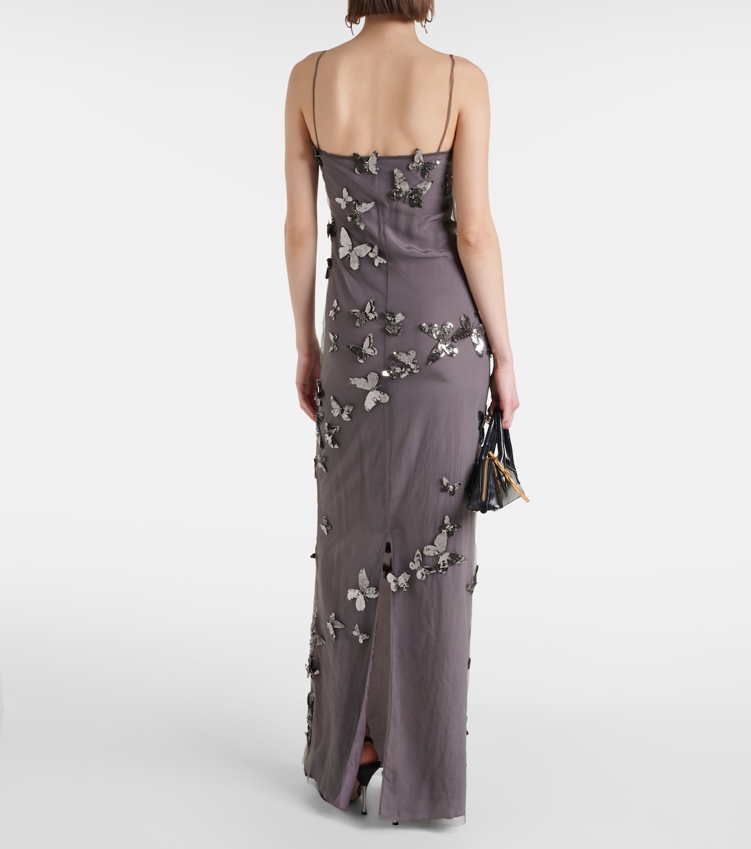 Butterfly-appliqué tulle maxi dress | Blumarine