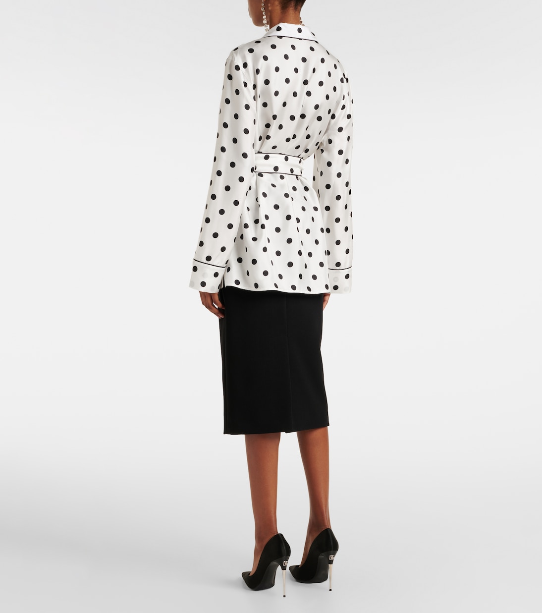 Camisa de pijama de sarga de seda con lunares | Dolce&Gabbana