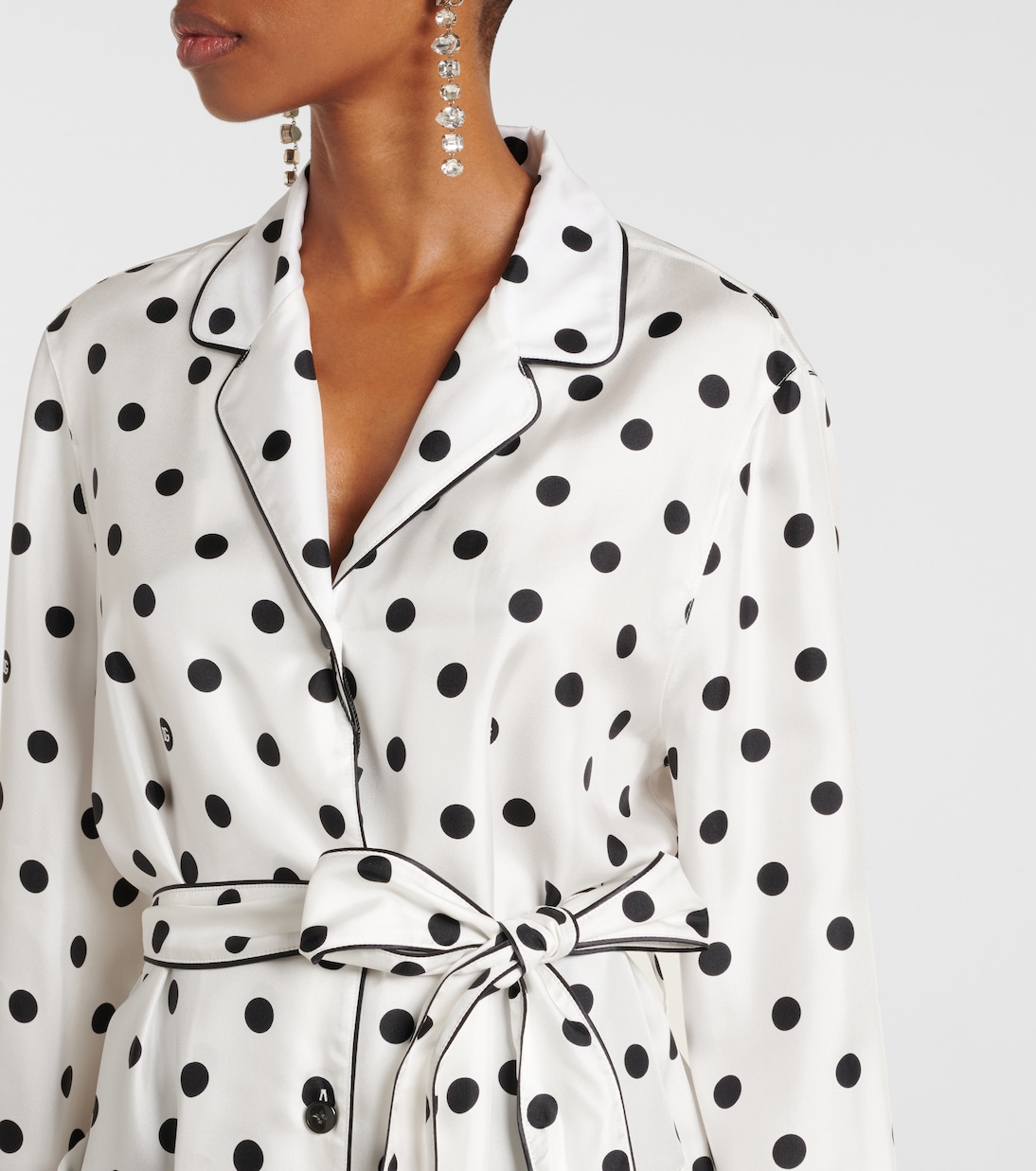 Camisa de pijama de sarga de seda con lunares | Dolce&Gabbana