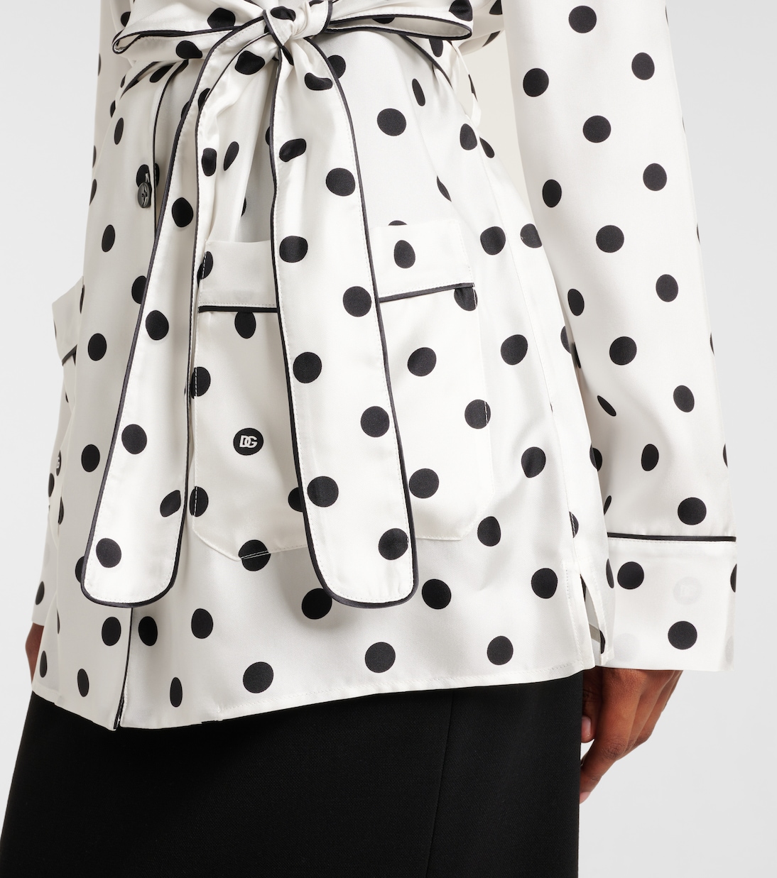 Camisa de pijama de sarga de seda con lunares | Dolce&Gabbana