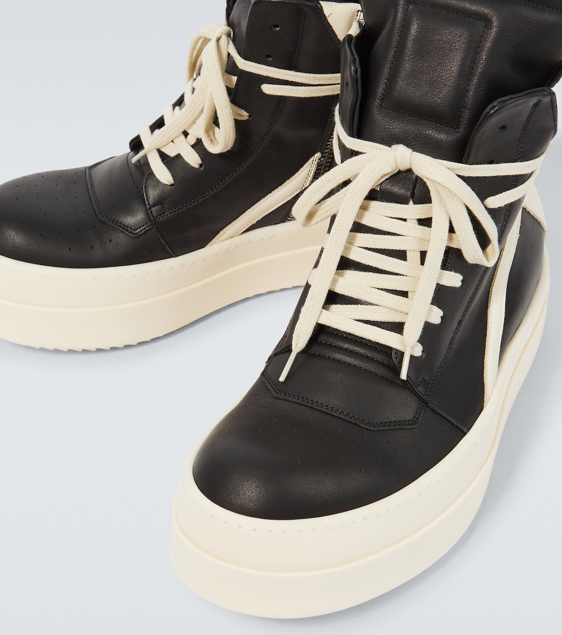Leather high top platform sneakers in black Rick Owens Mytheresa