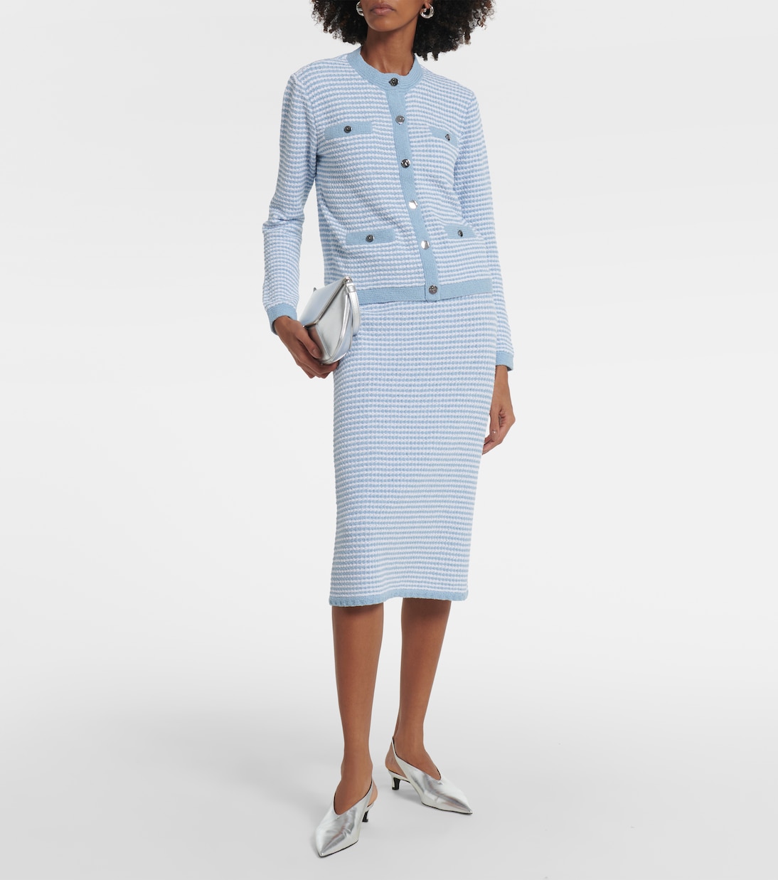 Falda midi de mezcla de algodón de tiro alto | Tory Burch