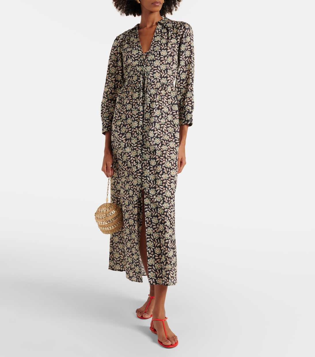Vestido midi Franchi de algodón floral | Rixo