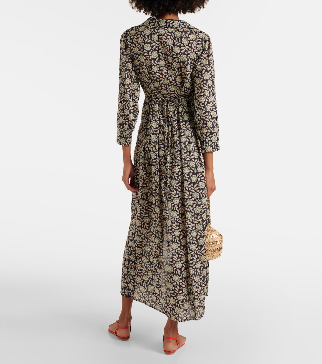 Vestido midi Franchi de algodón floral | Rixo