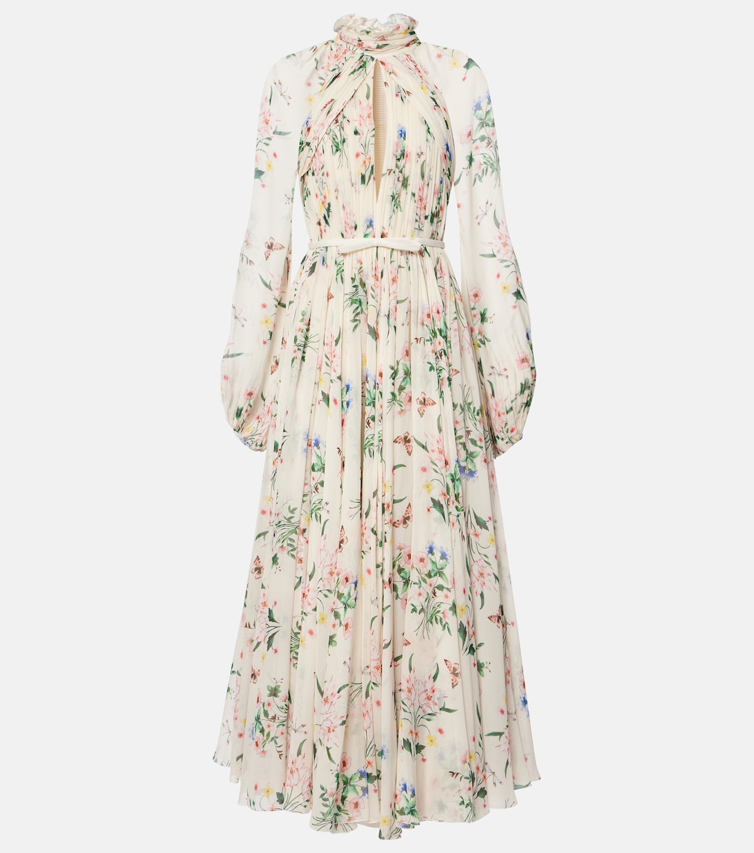 Abito midi in seta con stampa floreale | Giambattista Valli