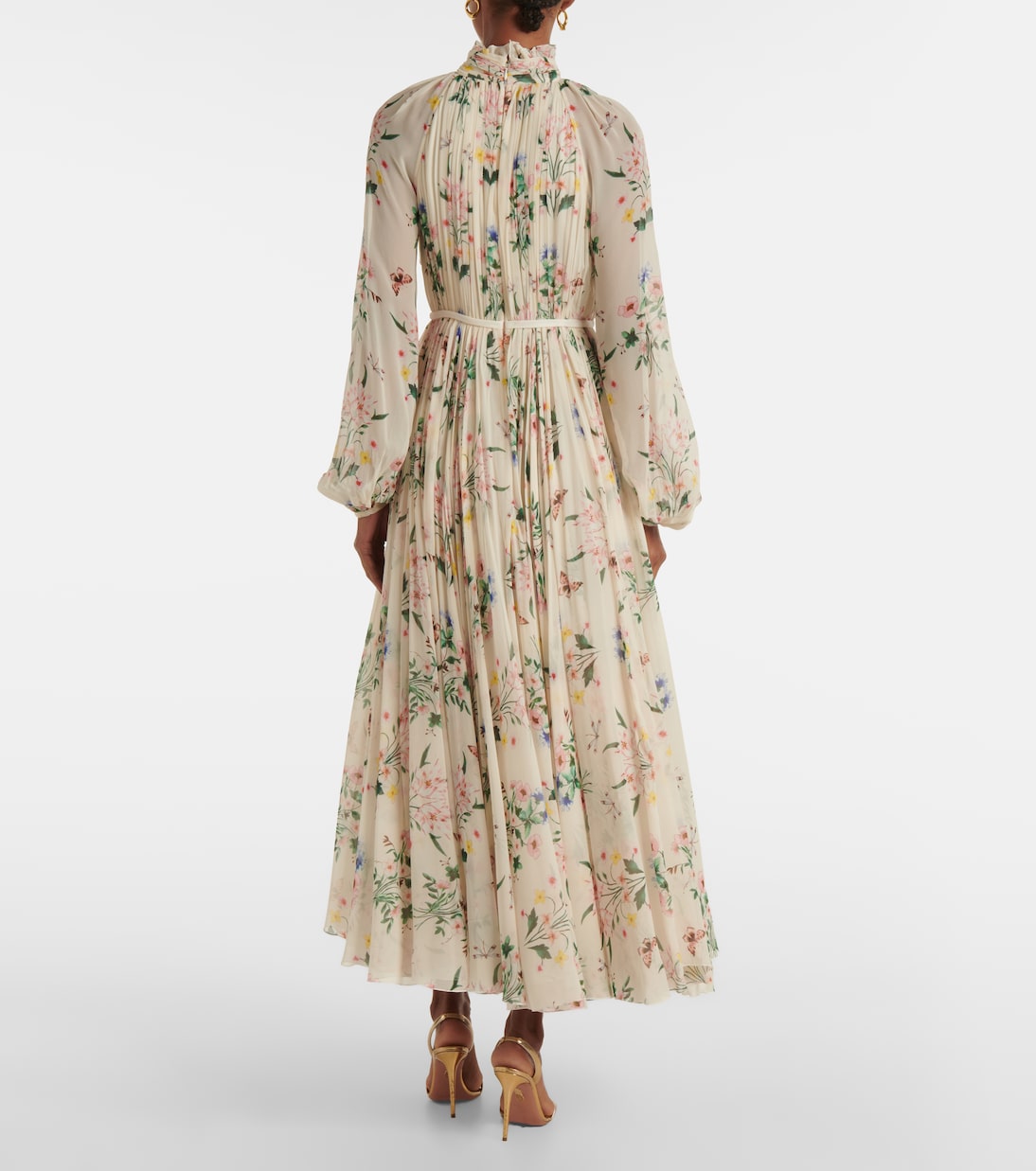 Abito midi in seta con stampa floreale | Giambattista Valli