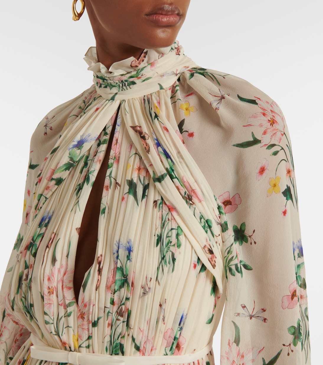 Abito midi in seta con stampa floreale | Giambattista Valli