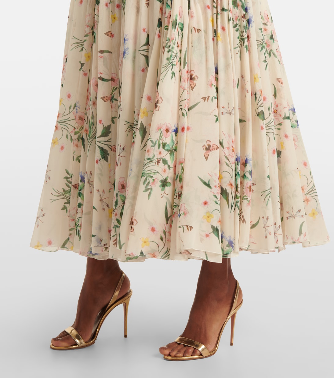 Abito midi in seta con stampa floreale | Giambattista Valli