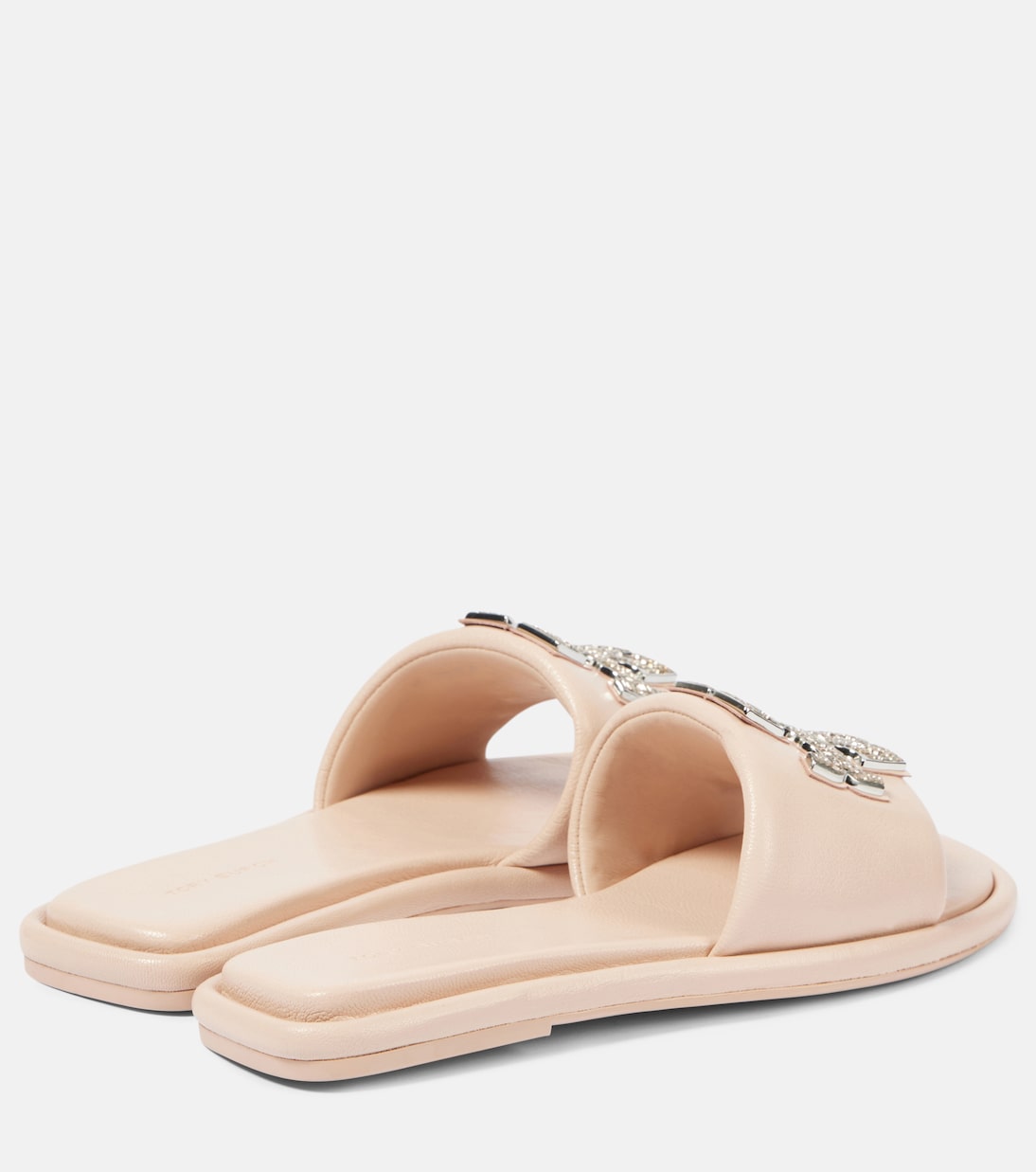 Double T embellished leather slides | Tory Burch