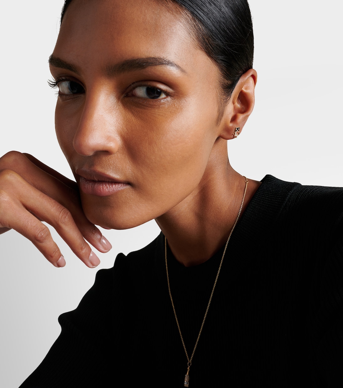Boucle d'oreille unique Robot en or 14 ct et diamants | Sydney Evan