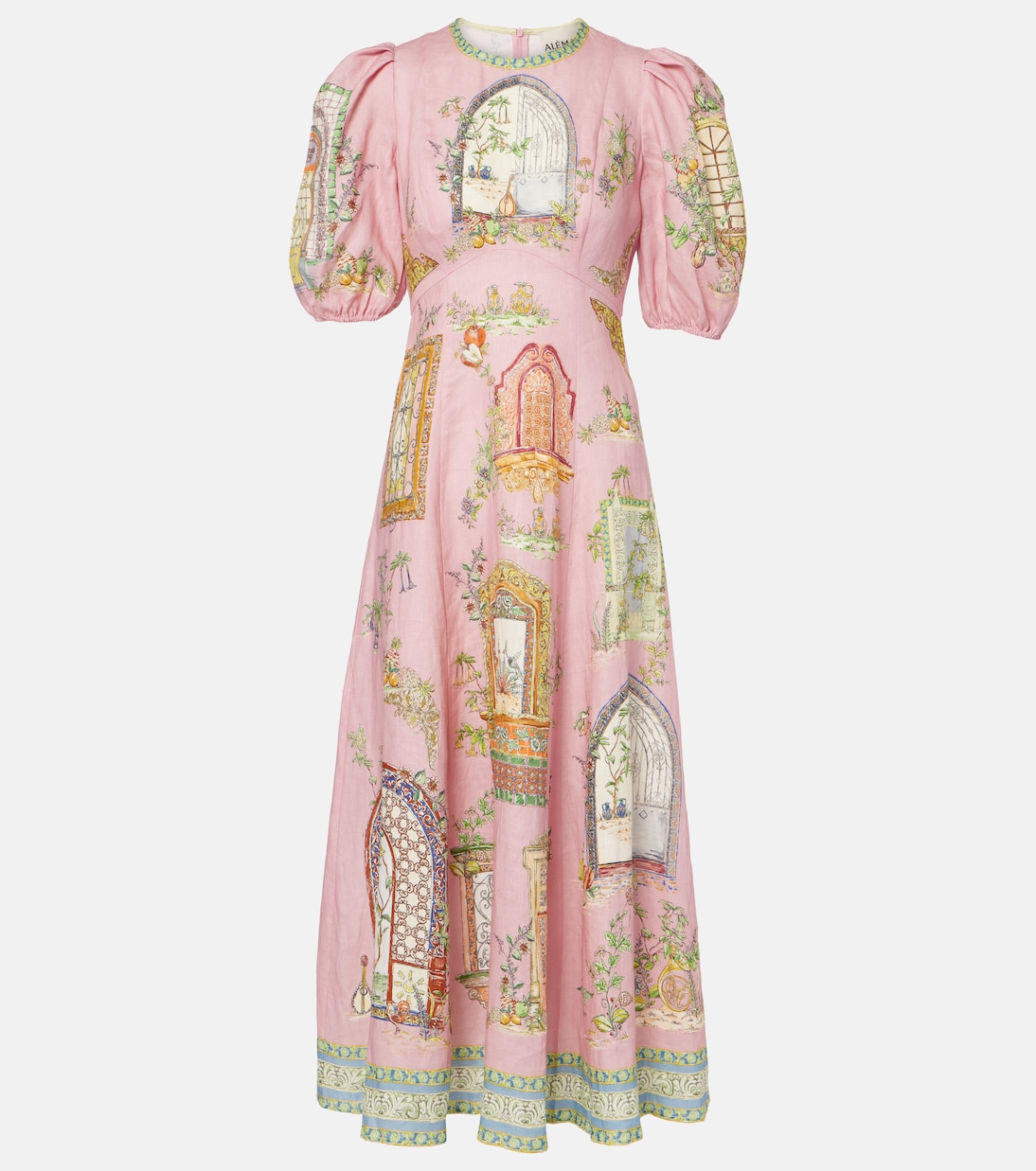 Monte printed linen midi dress in multicoloured Alemais Mytheresa