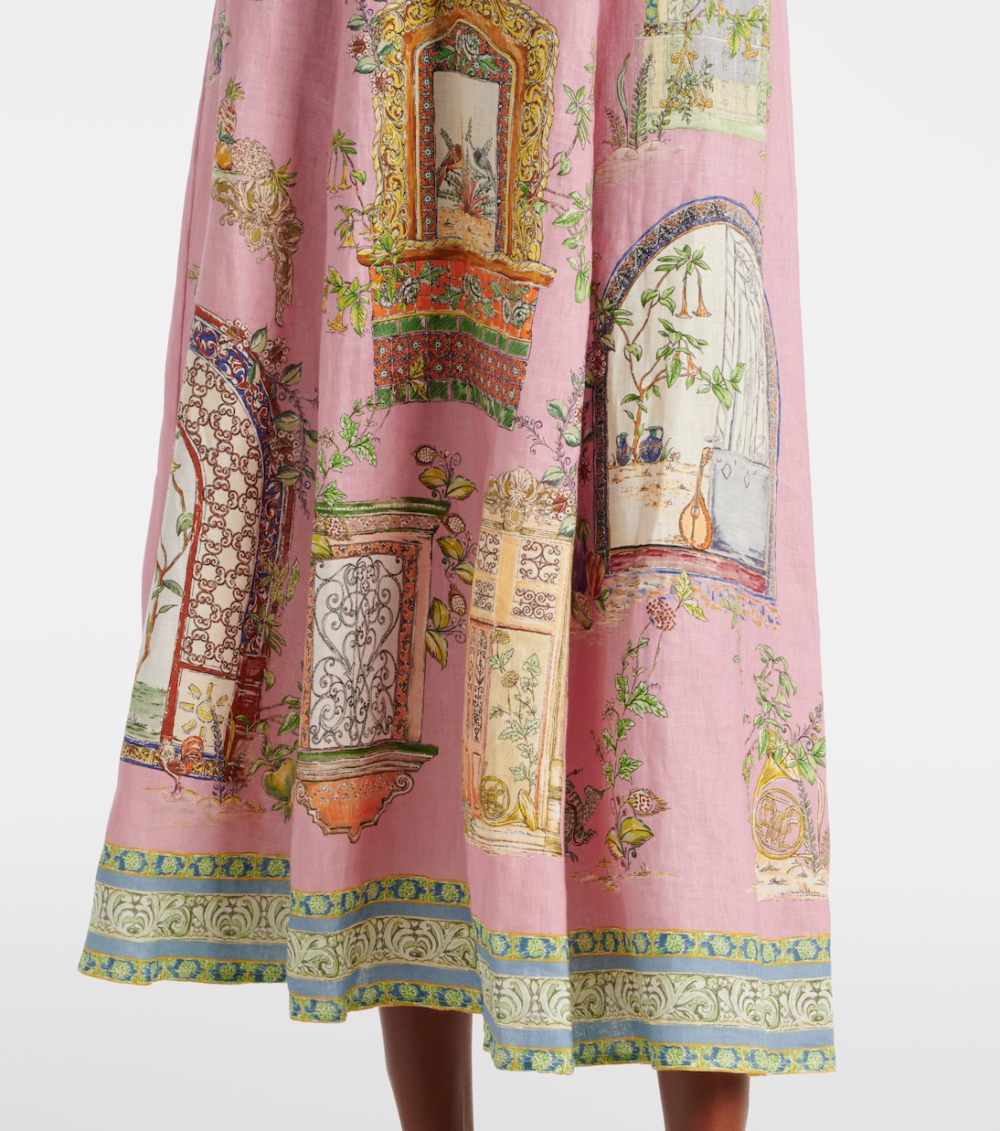 Vestido midi Monte de lino estampado | Alémais