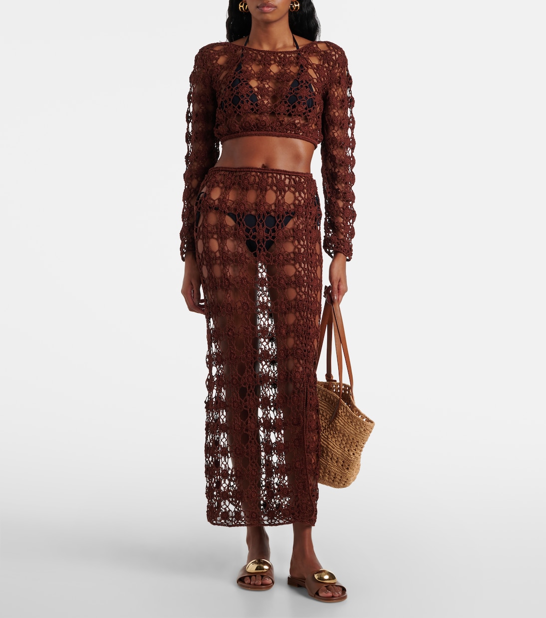 Top cropped Bella in crochet di cotone | Anna Kosturova