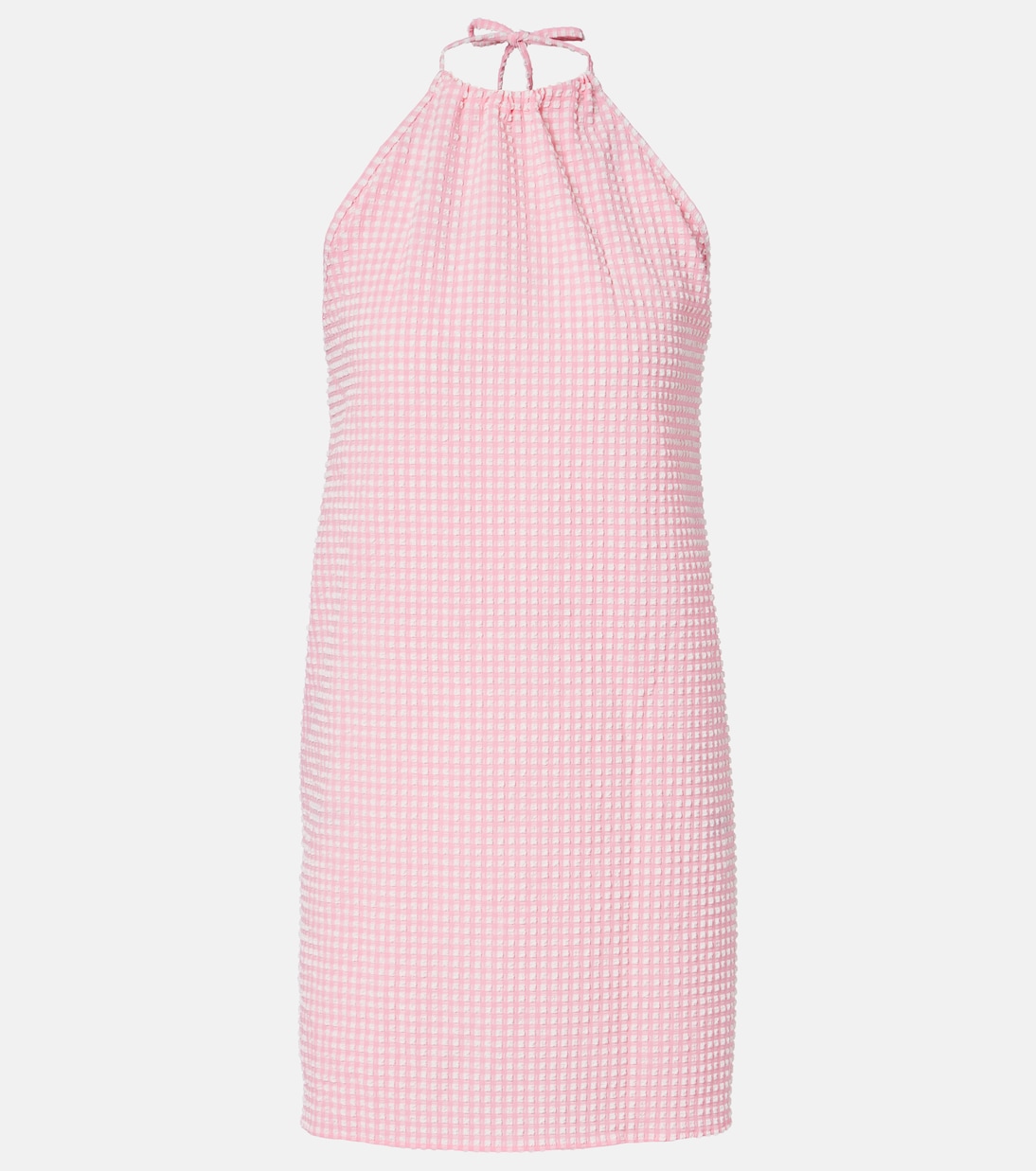 Gingham halterneck seersucker minidress | Hunza G