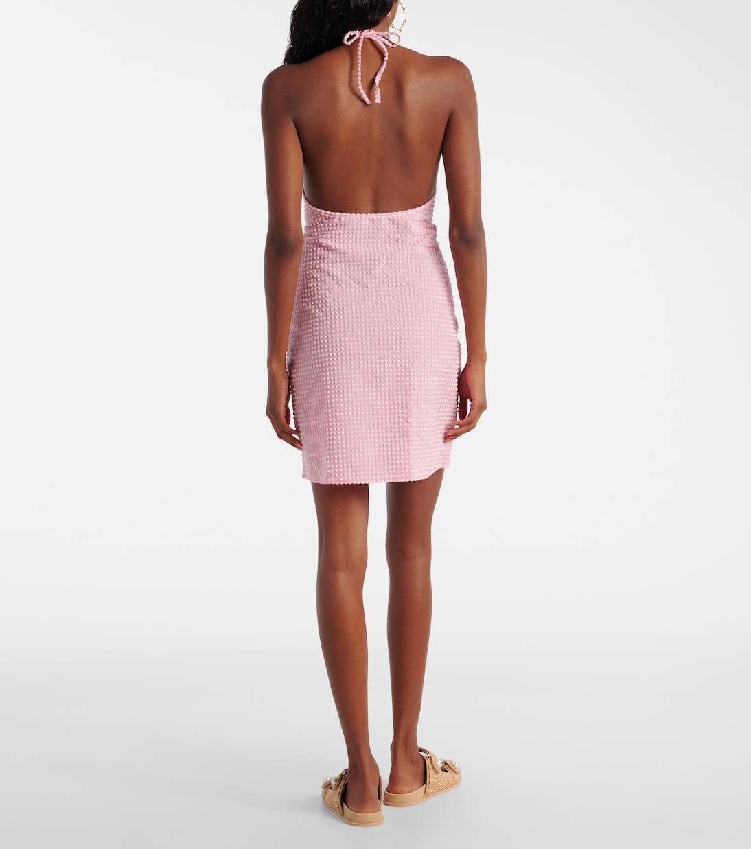 Gingham halterneck seersucker minidress | Hunza G