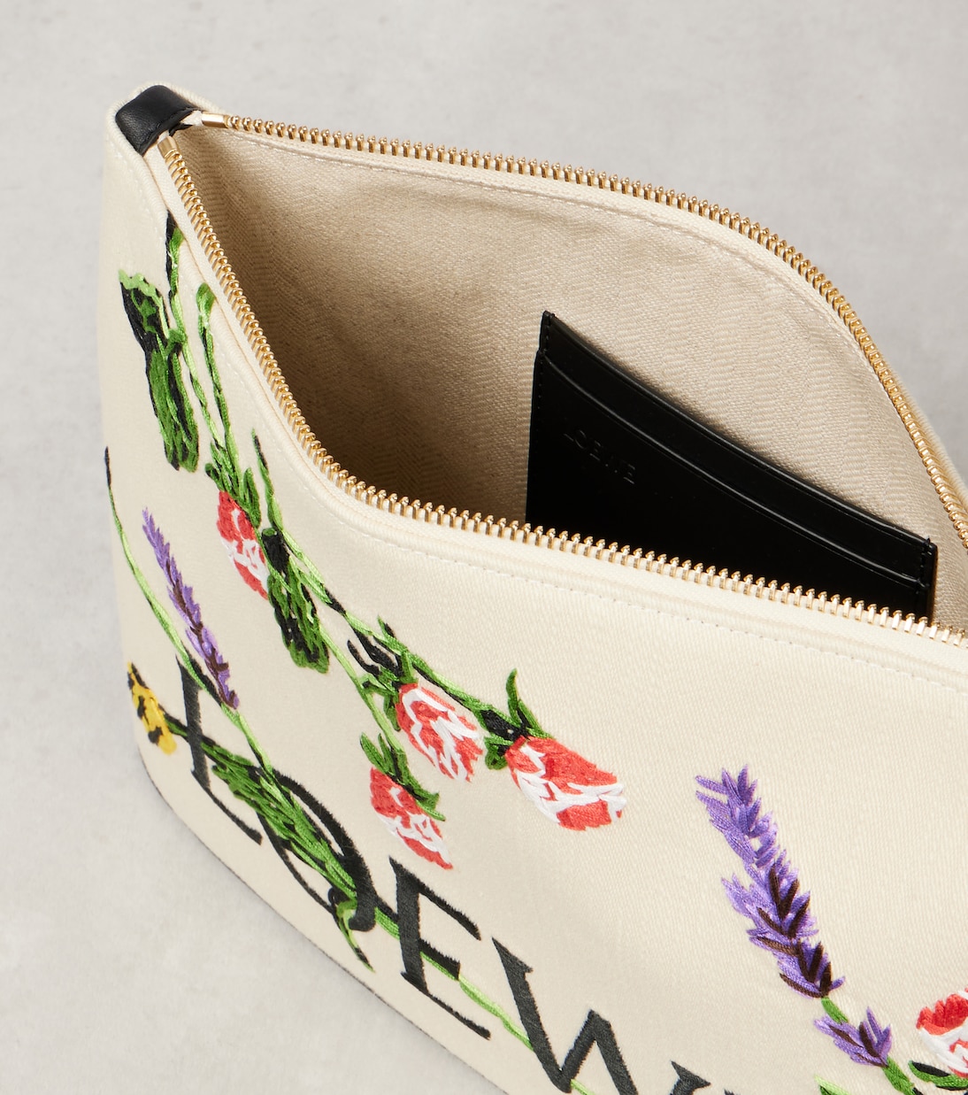 Paula's Ibiza embroidered canvas pouch | Loewe