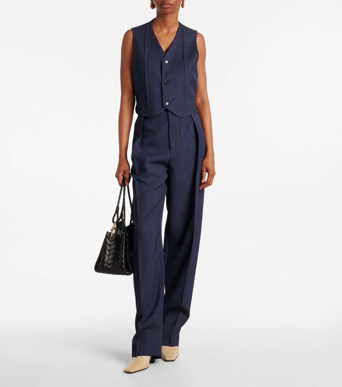 Melange wool straight pants | Bottega Veneta