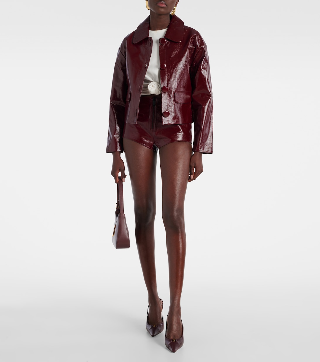 High-rise leather shorts | Self-Portrait