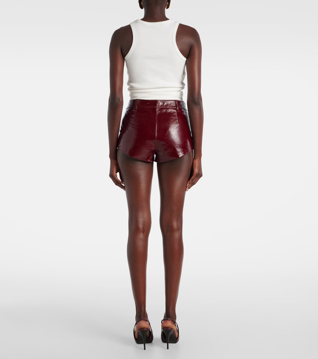 High-rise leather shorts | Self-Portrait
