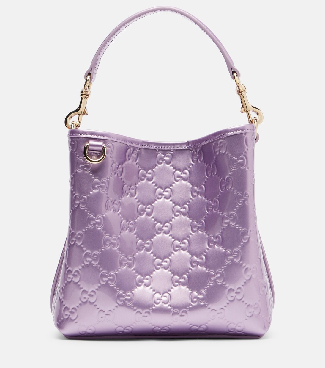 GG Emblem Medium metallic leather bucket bag | Gucci