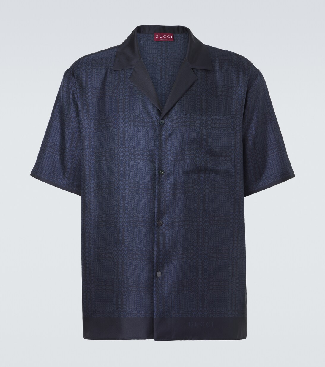 Interlocking G silk twill bowling shirt | Gucci