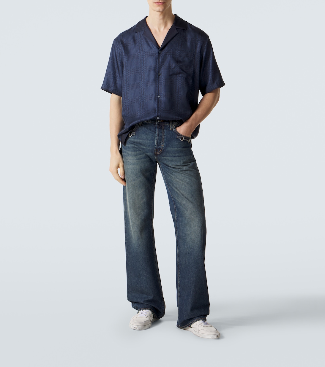 Interlocking G silk twill bowling shirt | Gucci