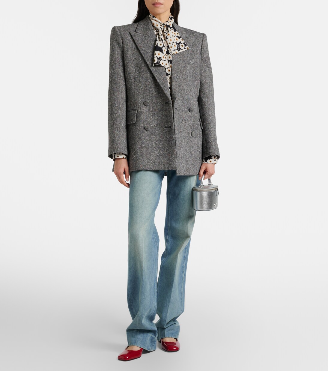 Sac vanity VLogo Mini en cuir métallisé | Valentino Garavani