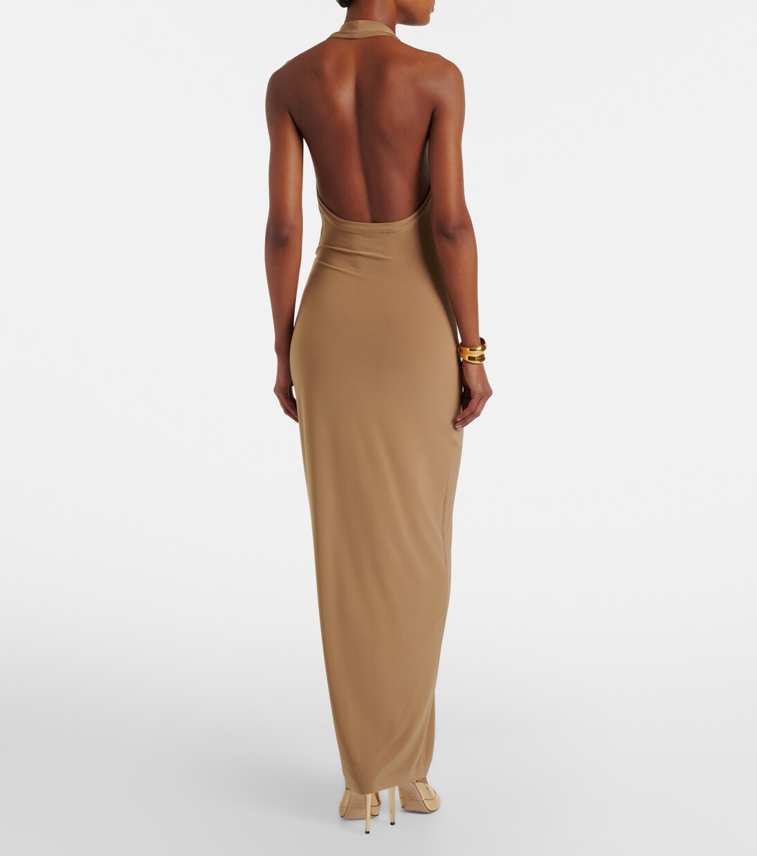 Draped halterneck open-back gown | Norma Kamali