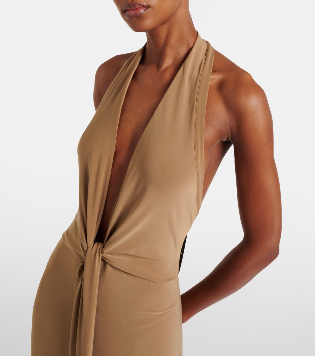 Draped halterneck open-back gown | Norma Kamali