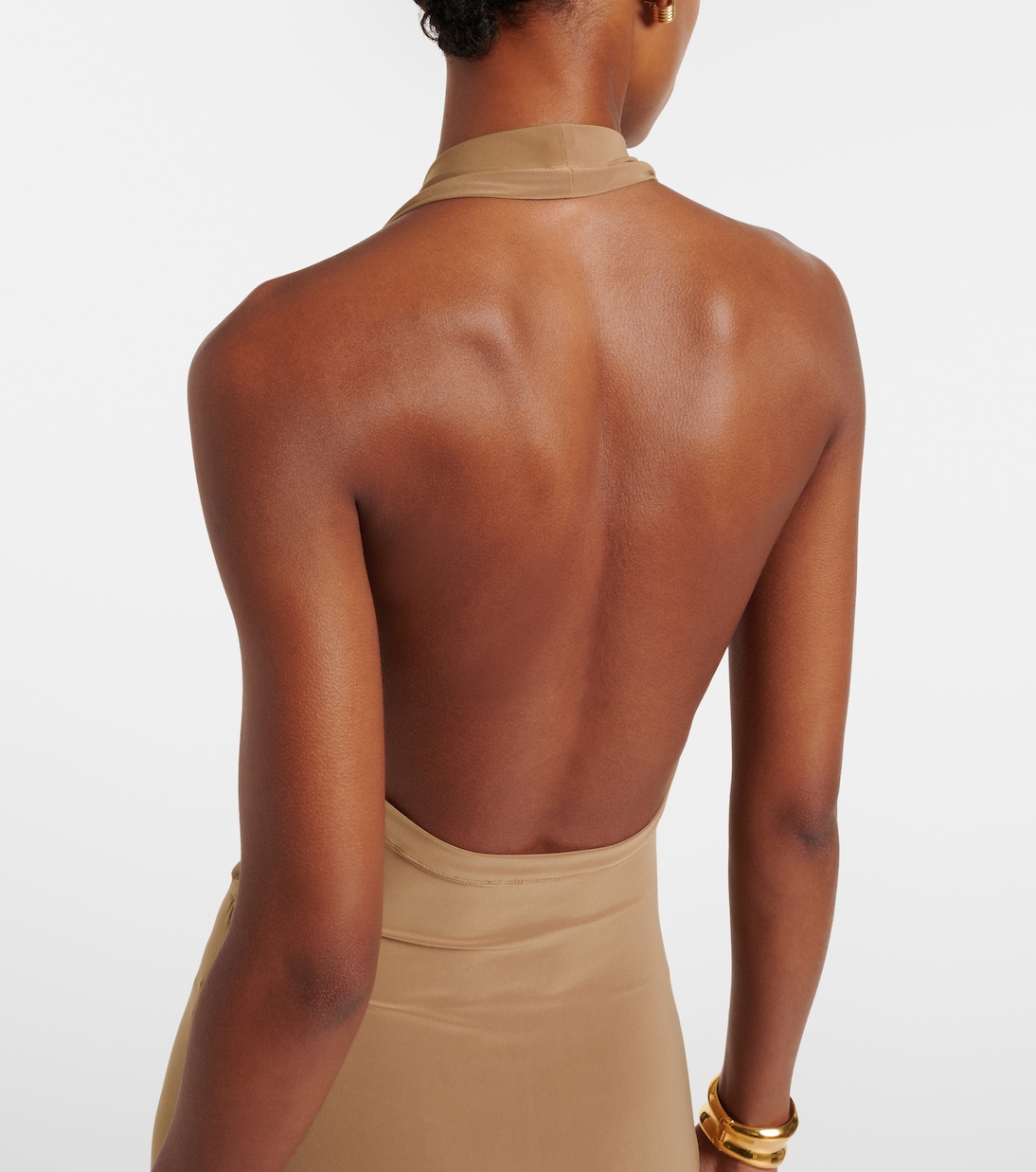Draped halterneck open-back gown | Norma Kamali