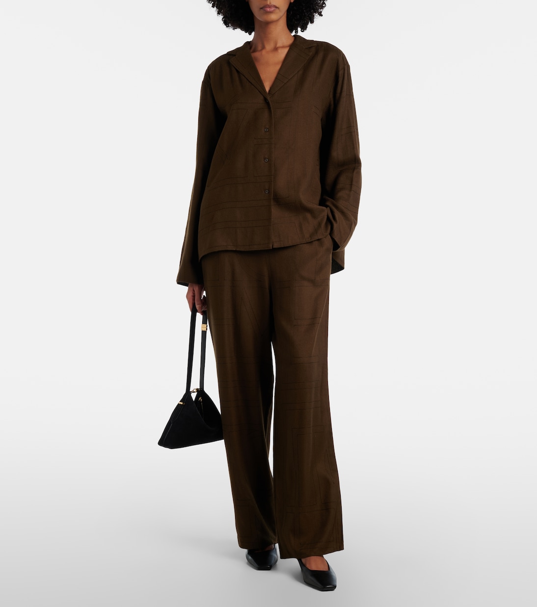 Monogram embroidered flannel pajama pants | Toteme