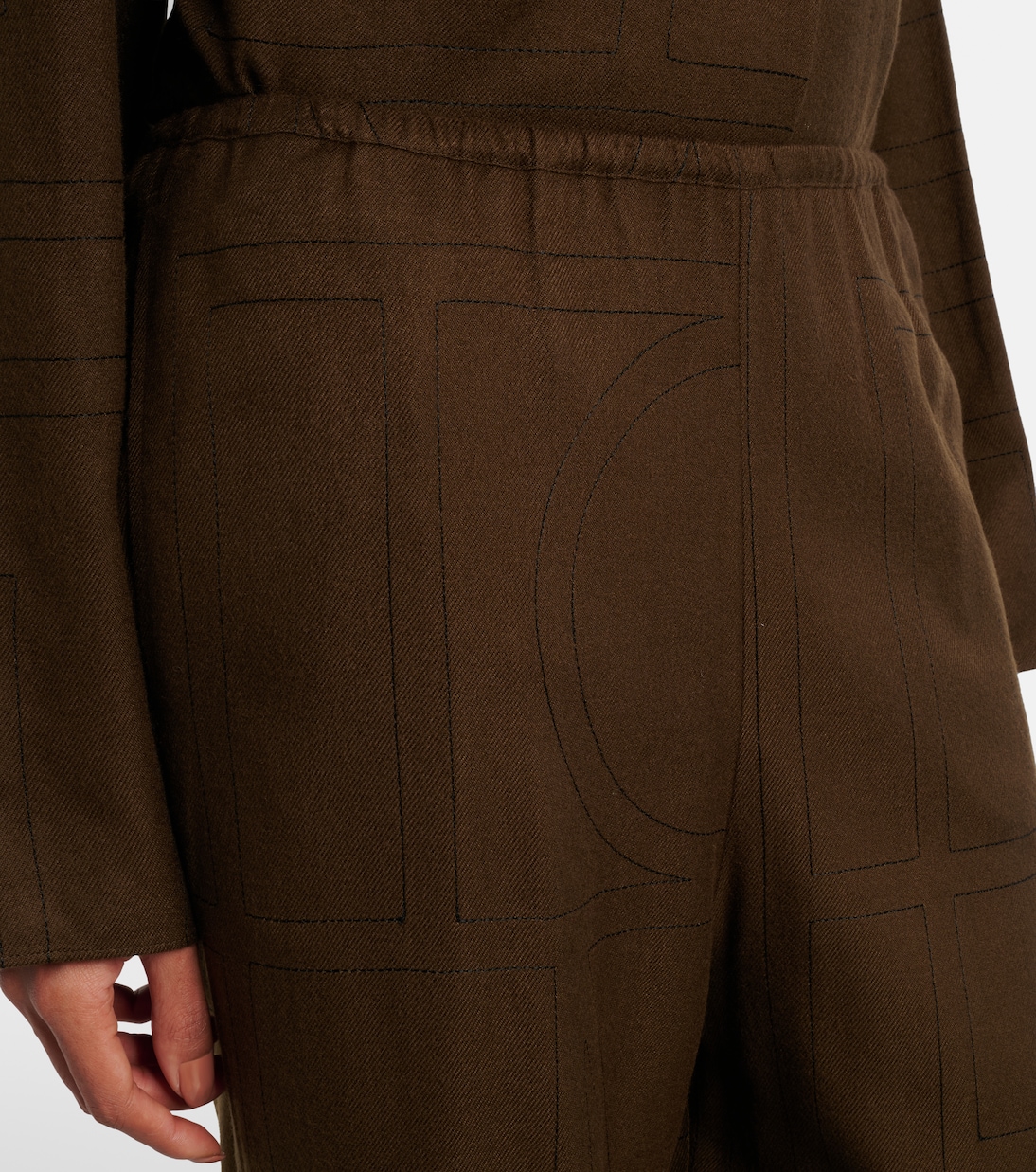 Monogram embroidered flannel pajama pants | Toteme