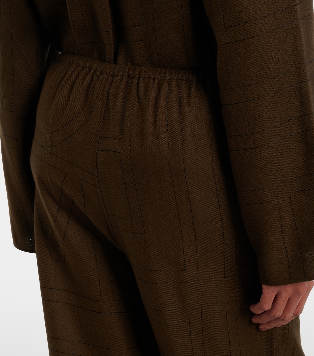 Monogram embroidered flannel pajama pants | Toteme