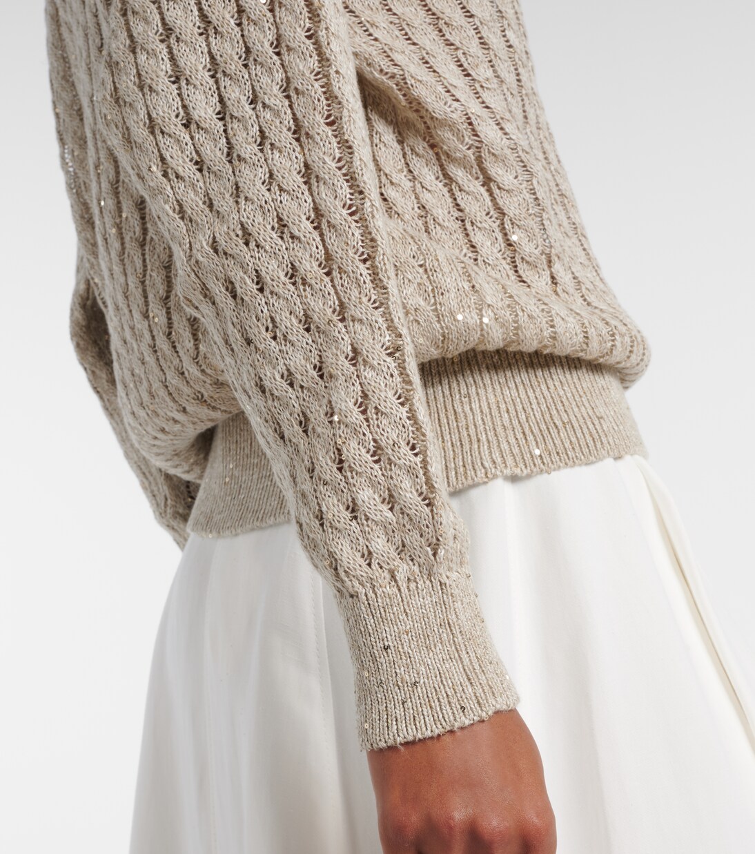 Jersey en mezcla de lino con lentejuelas | Brunello Cucinelli