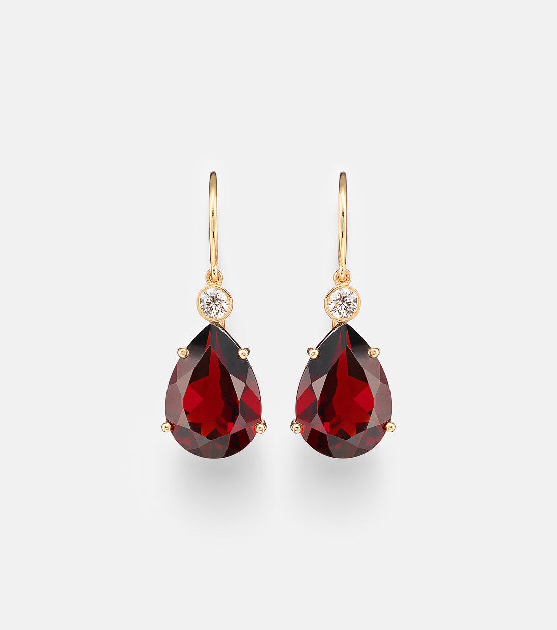 14kt gold (750/1000) earrings with garnets and diamonds | Ileana Makri