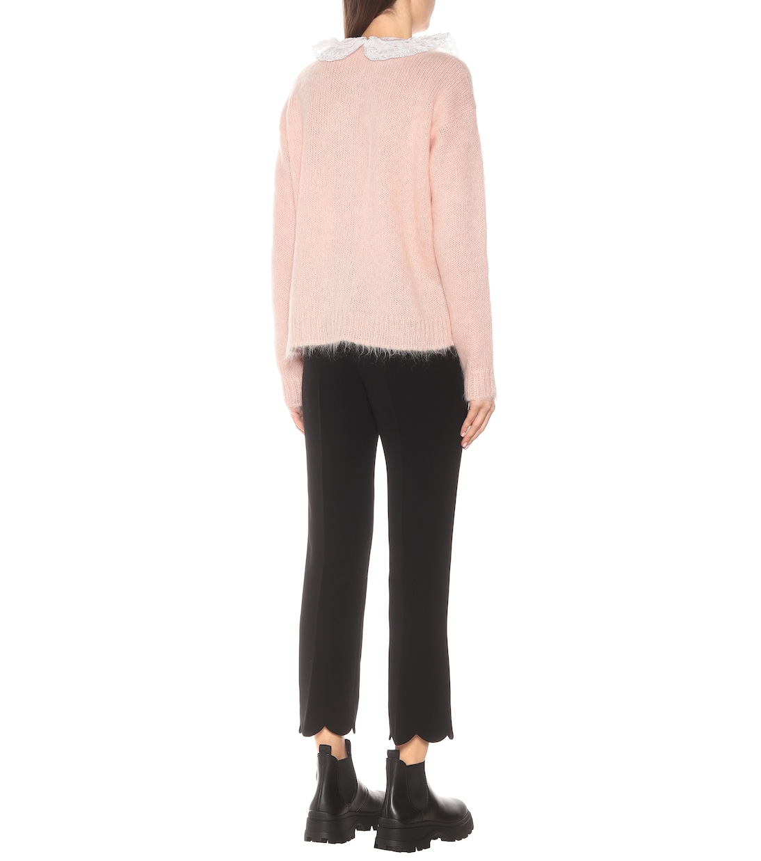 Lace-trimmed mohair-blend cardigan | Miu Miu