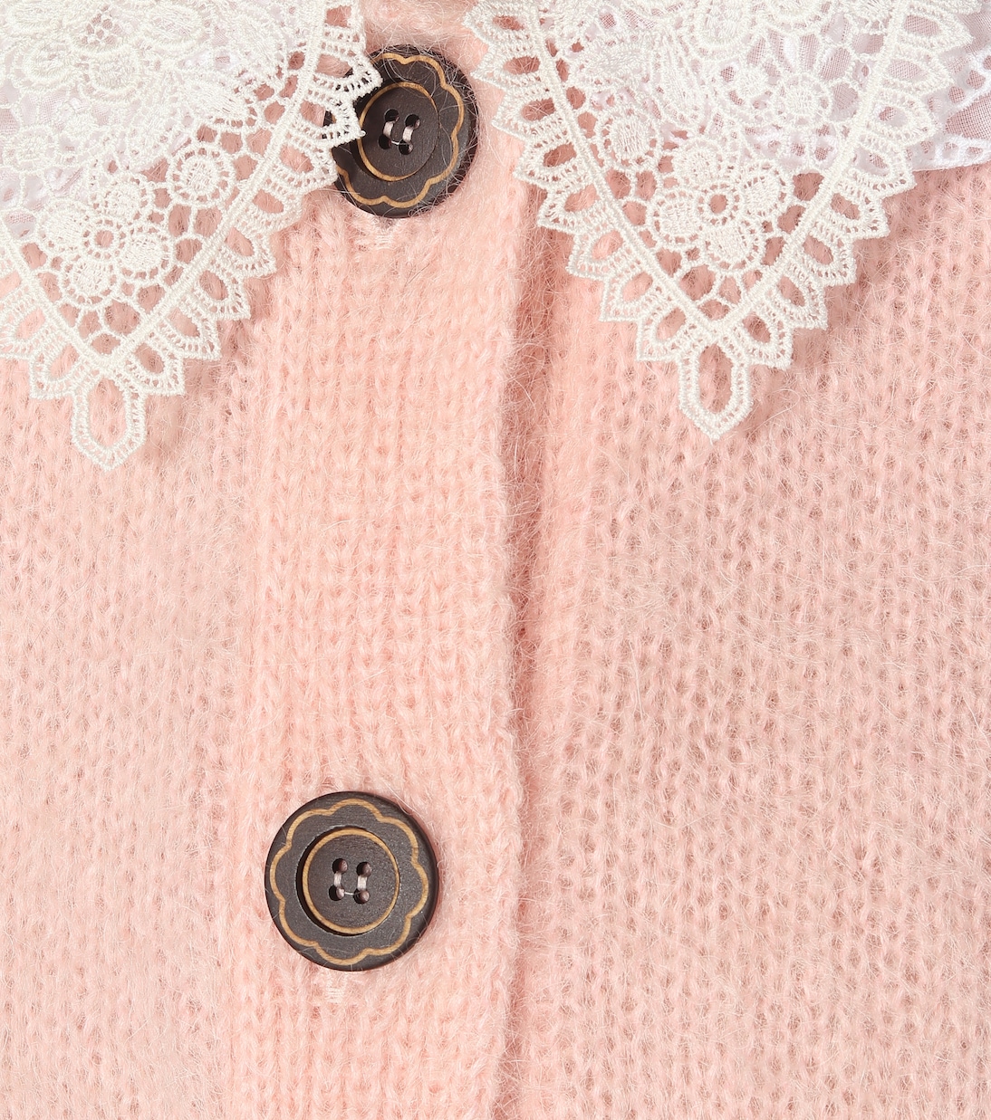 Lace-trimmed mohair-blend cardigan | Miu Miu