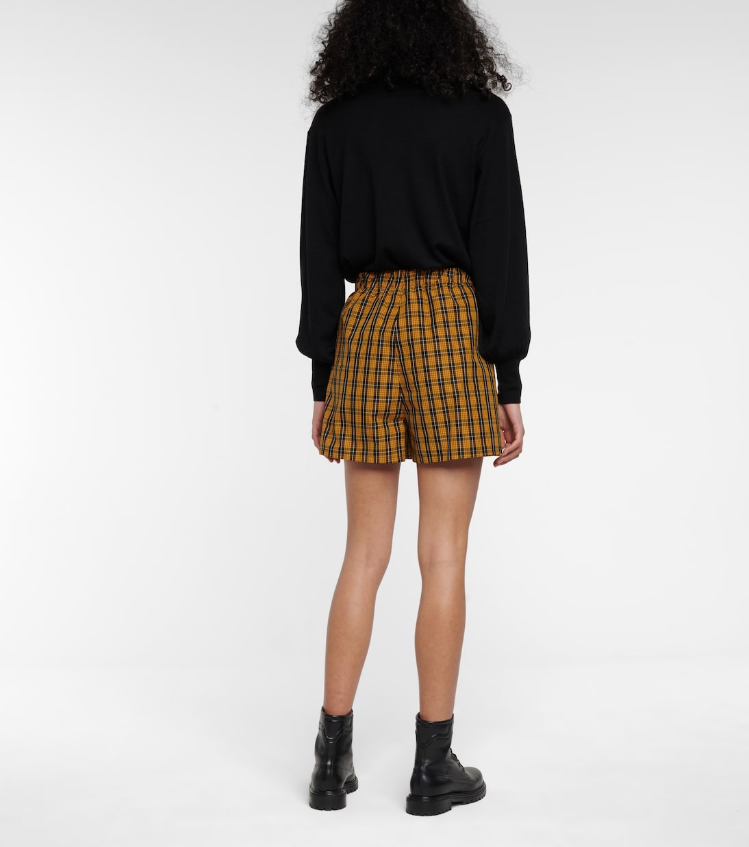 Checked cotton shorts | Miu Miu