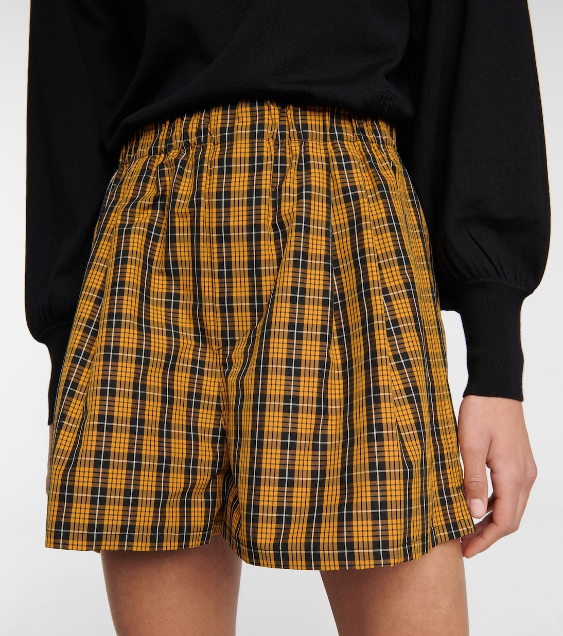 Checked cotton shorts | Miu Miu