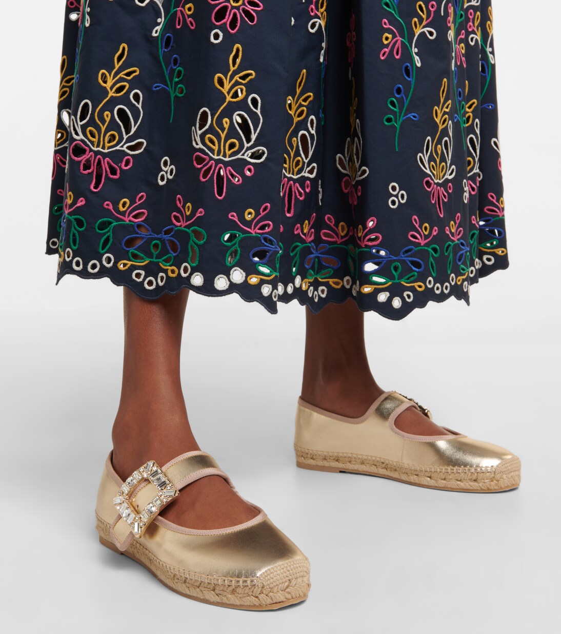Verzierte Espadrilles aus Metallic-Leder | Roger Vivier